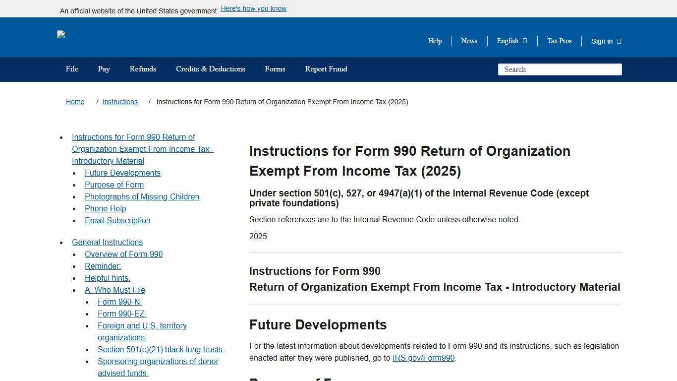 Instructions for Form 990 Return of Organization Exempt From Income Tax (2025) Internal Revenue Service