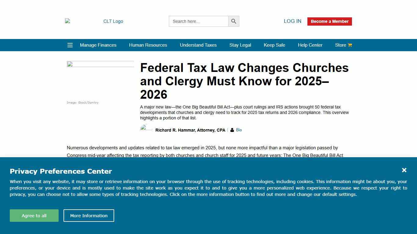 Key Tax Changes Churches and Clergy Need to Know (2025–2026)